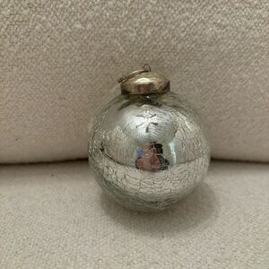 Kugel Style Christmas  Ornament 3-4" Silver Crackle Glass Shabby Chic